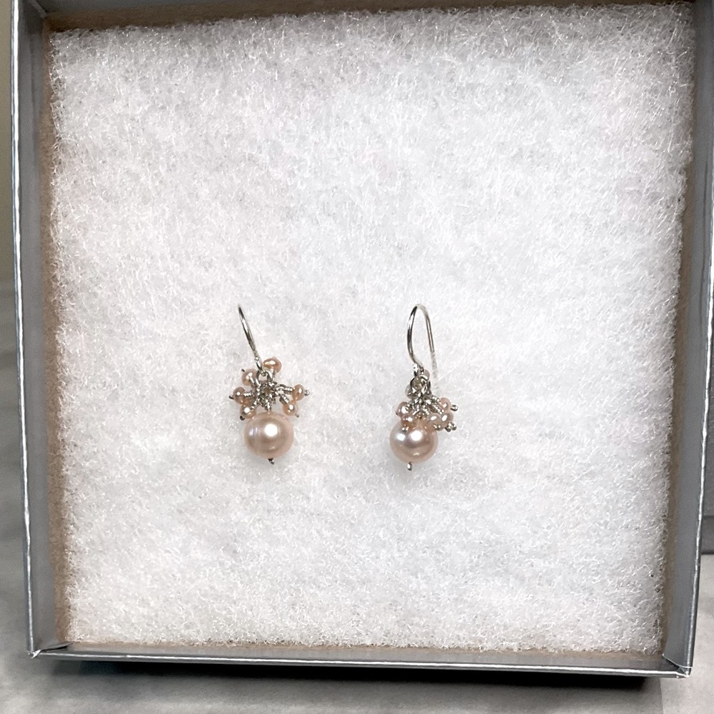 Duke Collection Pink Pearl Bead Cluster Earrings